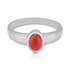 925 Sterling Silver Red Coral Embossed Beaded Rim Rhodium Plated Ring for Men