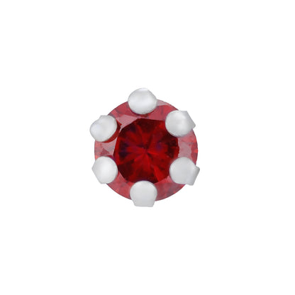 925 Sterling Silver Red Garnet Rhodium Plated Nosepin For Women