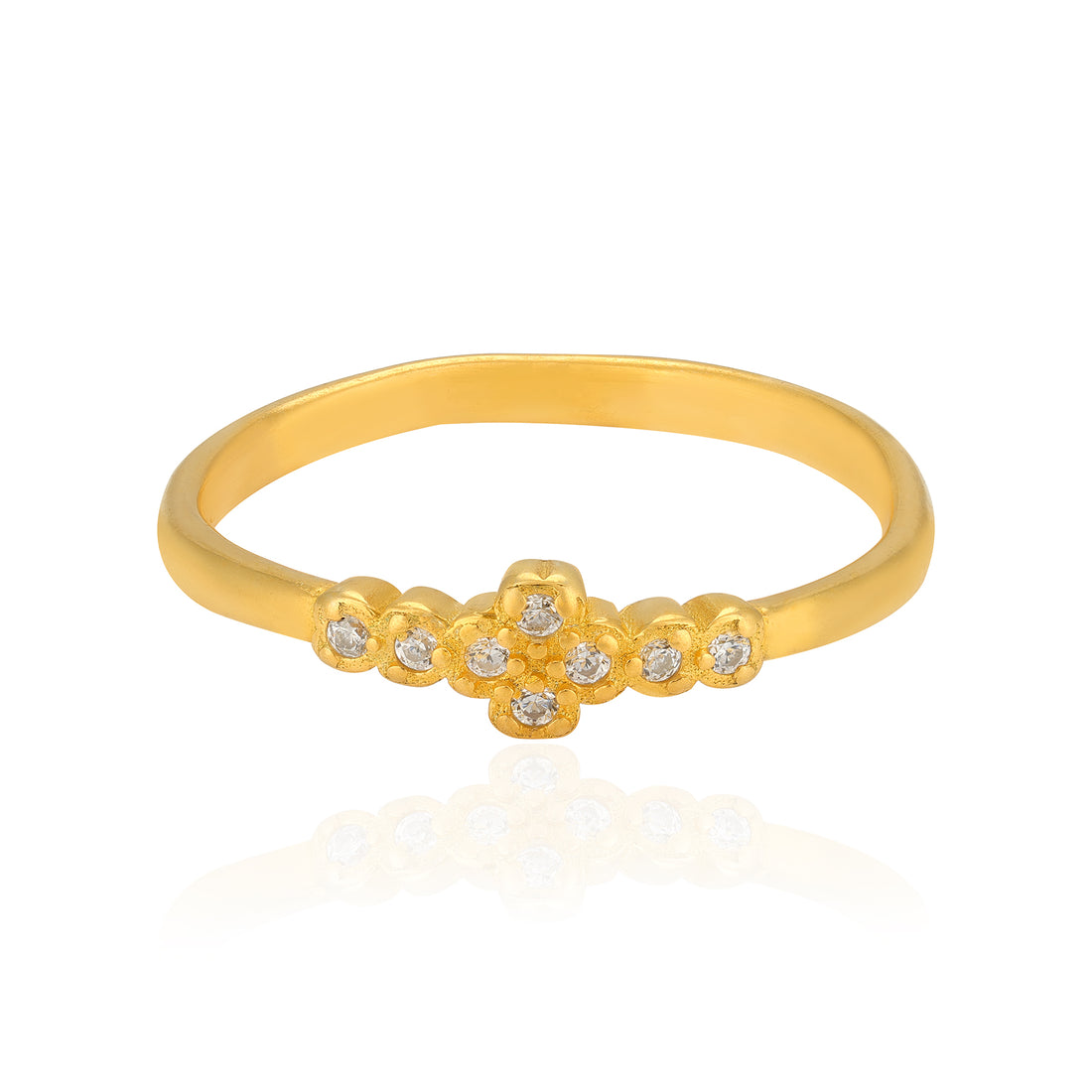 925 Sterling Silver Regal Bloom Gold Plated Ring for Women