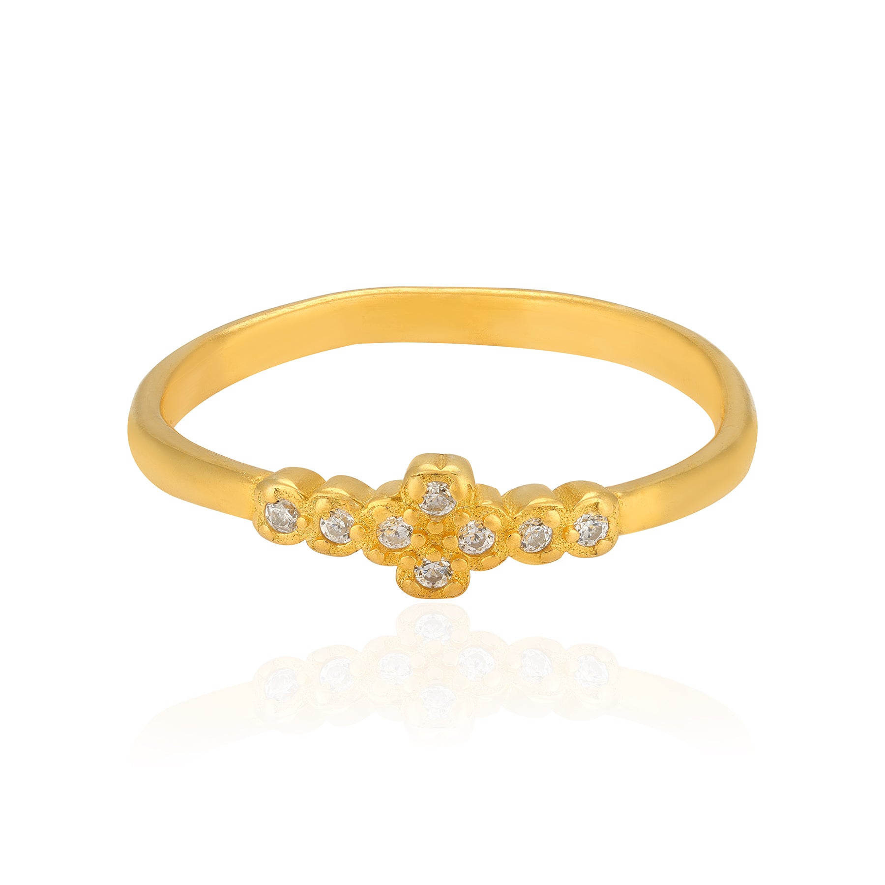 925 Sterling Silver Regal Bloom Gold Plated Ring for Women