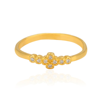 925 Sterling Silver Regal Bloom Gold Plated Ring for Women