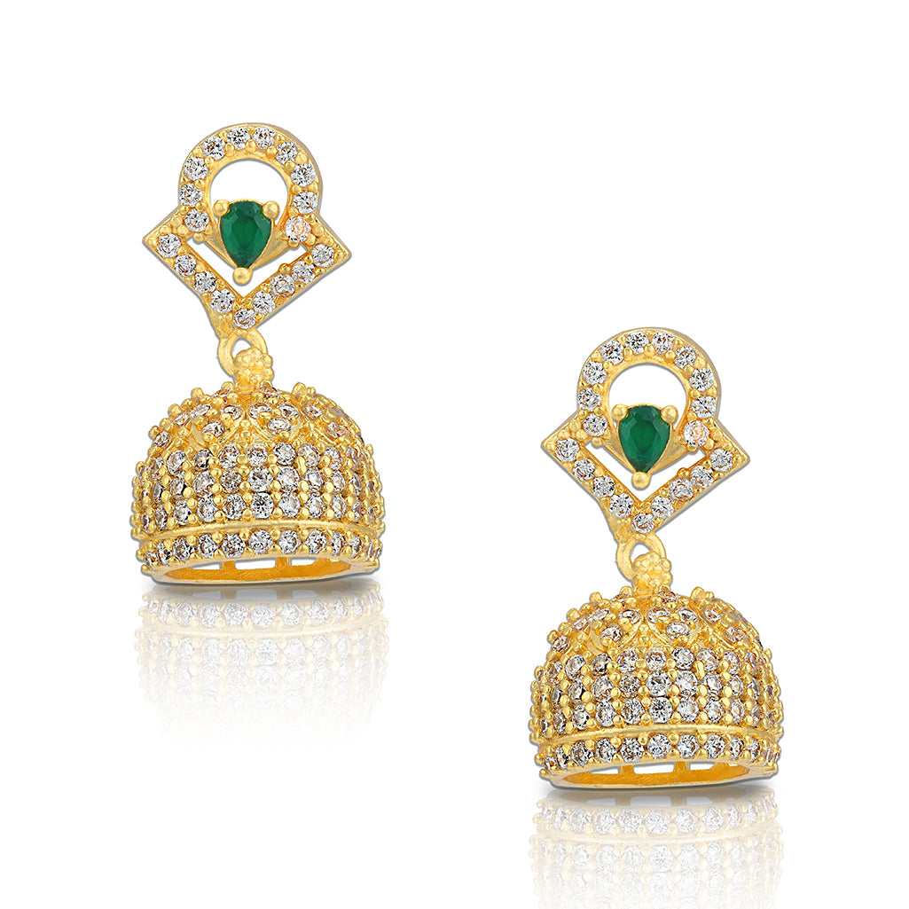 925 Sterling Silver Regal Emerald Sparkle Jhumka for Women