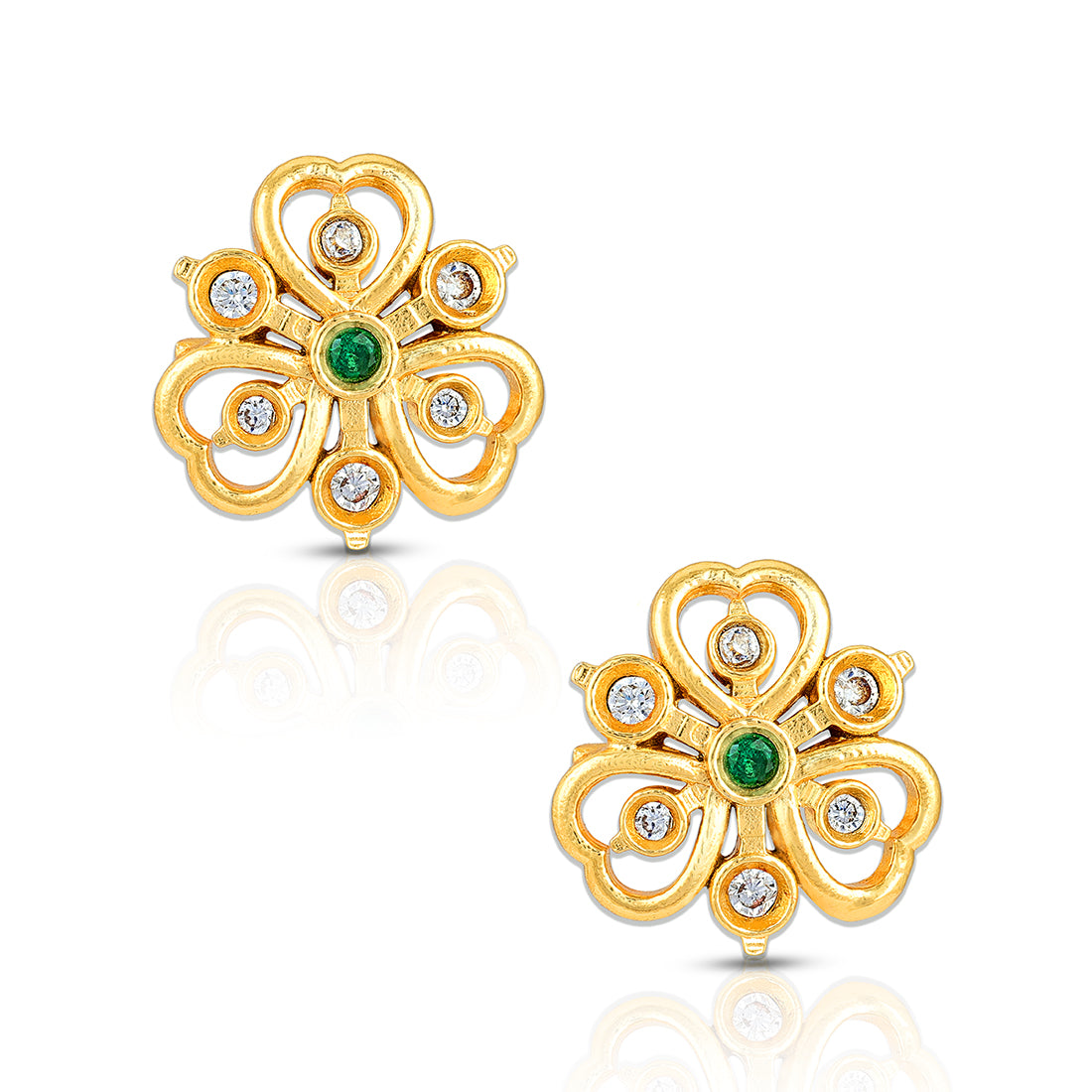 925 Sterling Silver Regal Green Aura Floral Earring for Women