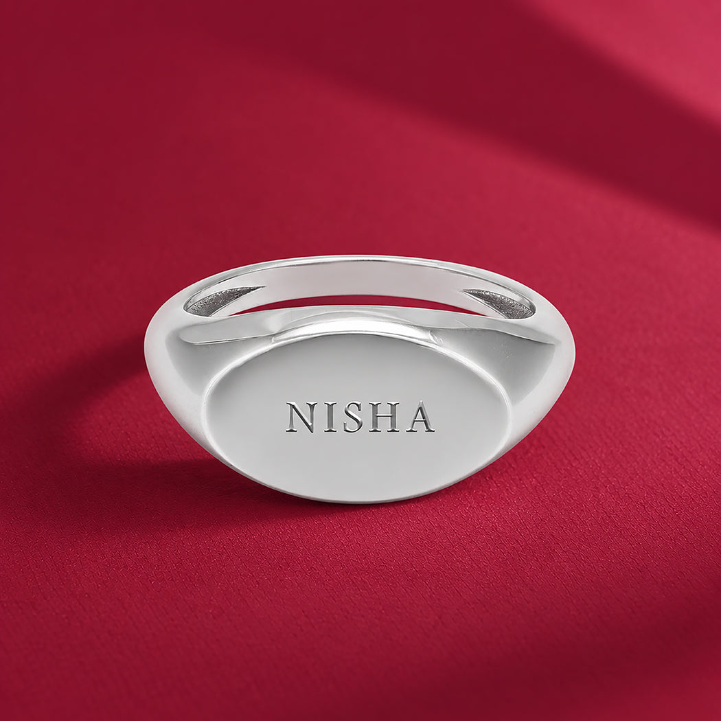 925 Sterling Silver Rhodium Oblong Plain Silver Ring