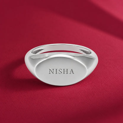 925 Sterling Silver Rhodium Oblong Plain Silver Ring