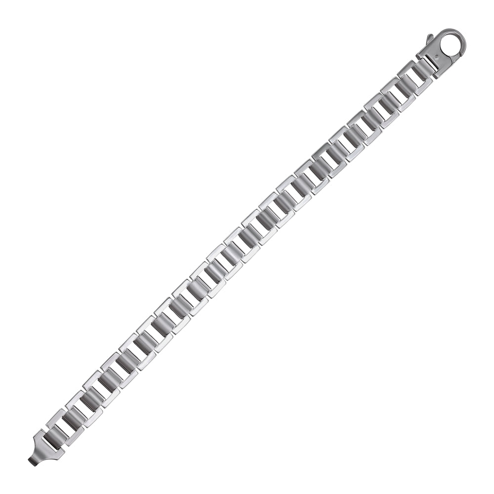 925 Sterling Silver Rhodium Attractive Anchorlink Mens Bracelet