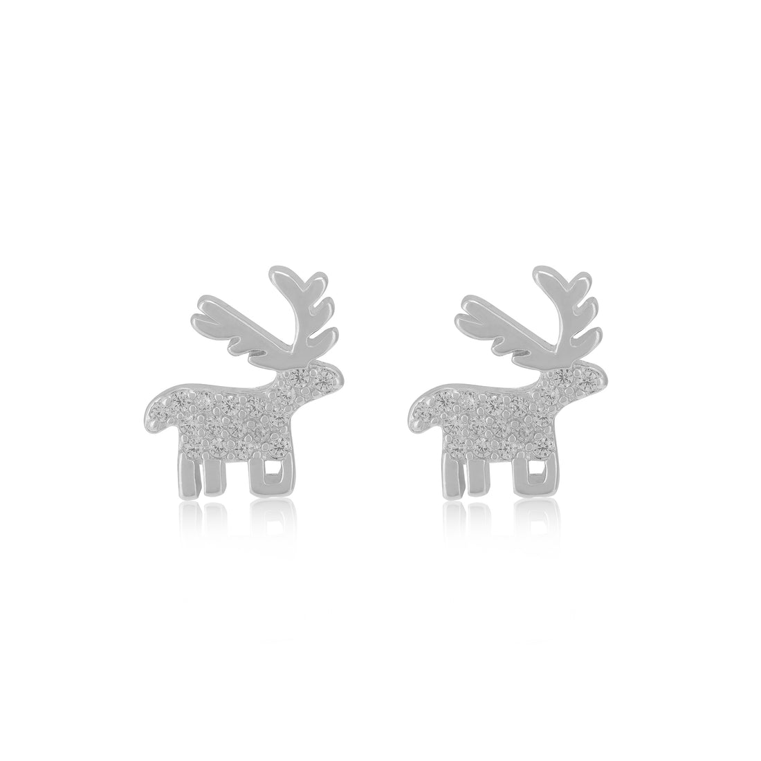 925 Sterling Silver Christmas Deer Earrings For Women