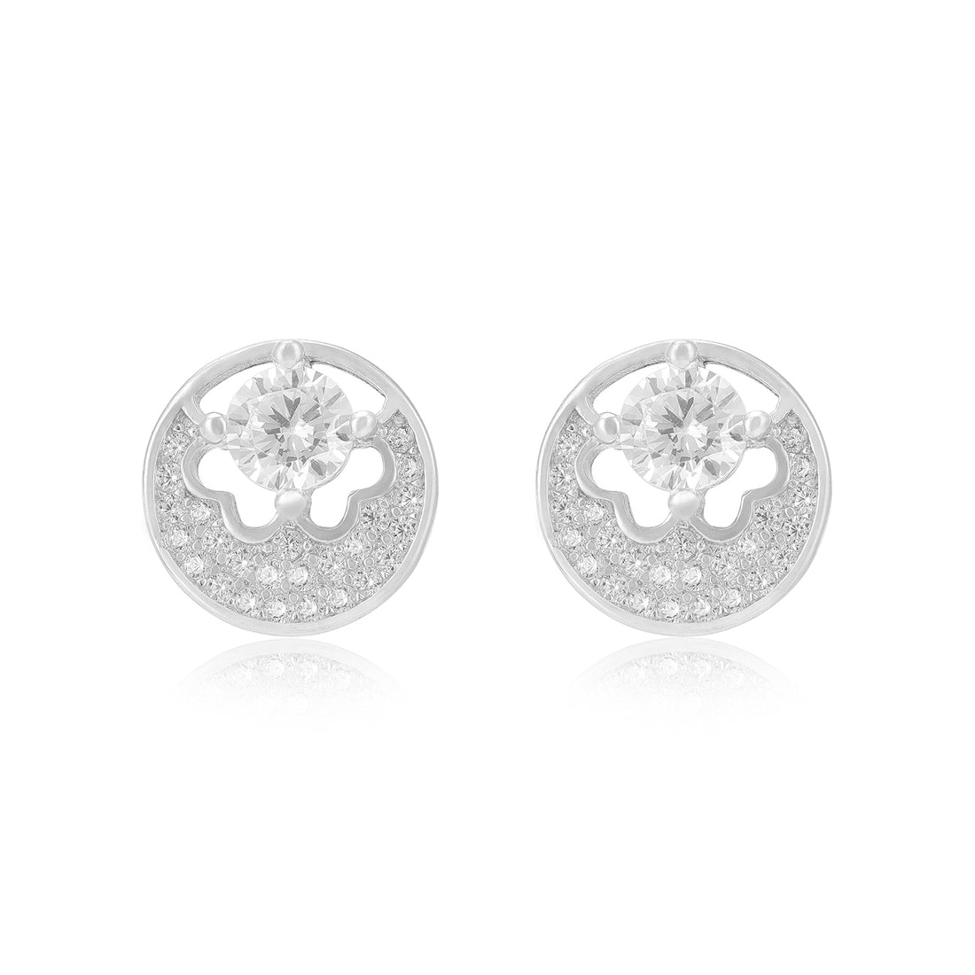 925 Sterling Silver Circle Centre Solitaire Stone Tiny Stones  Encircling Earrings For Women