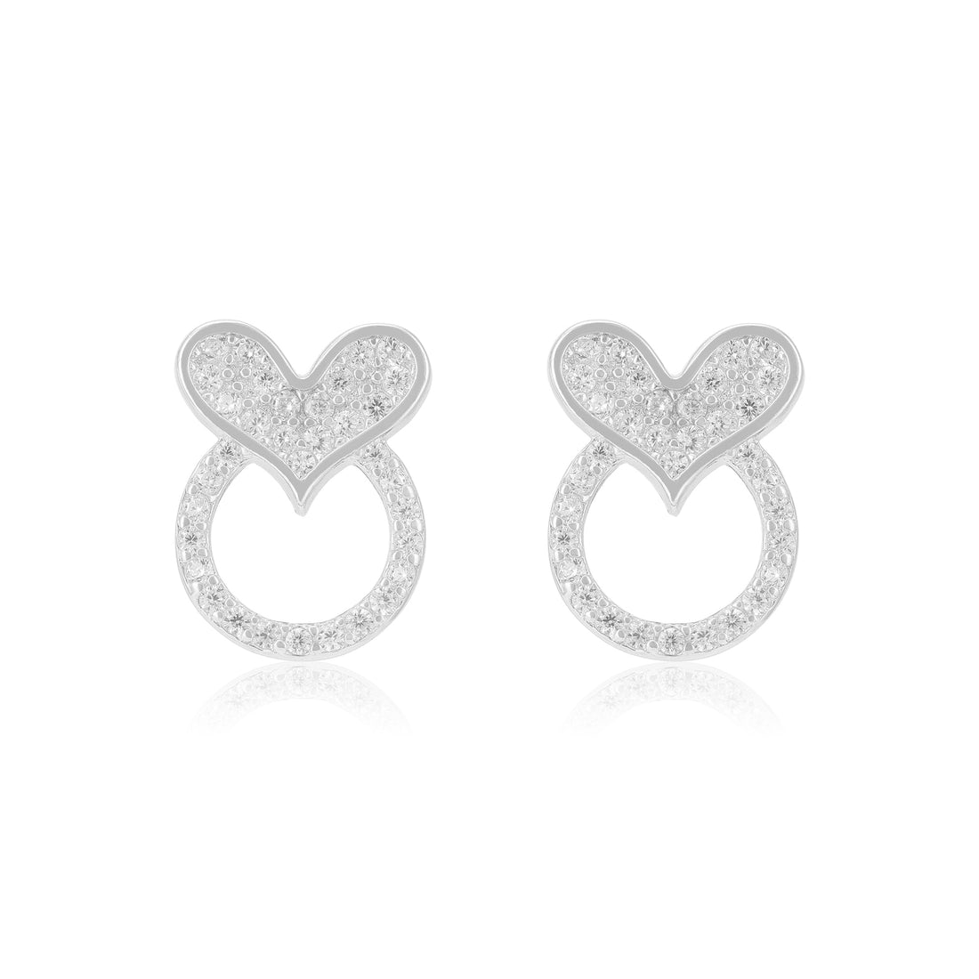 925 Sterling Silver Circle Heart Fusion Earrings For Women