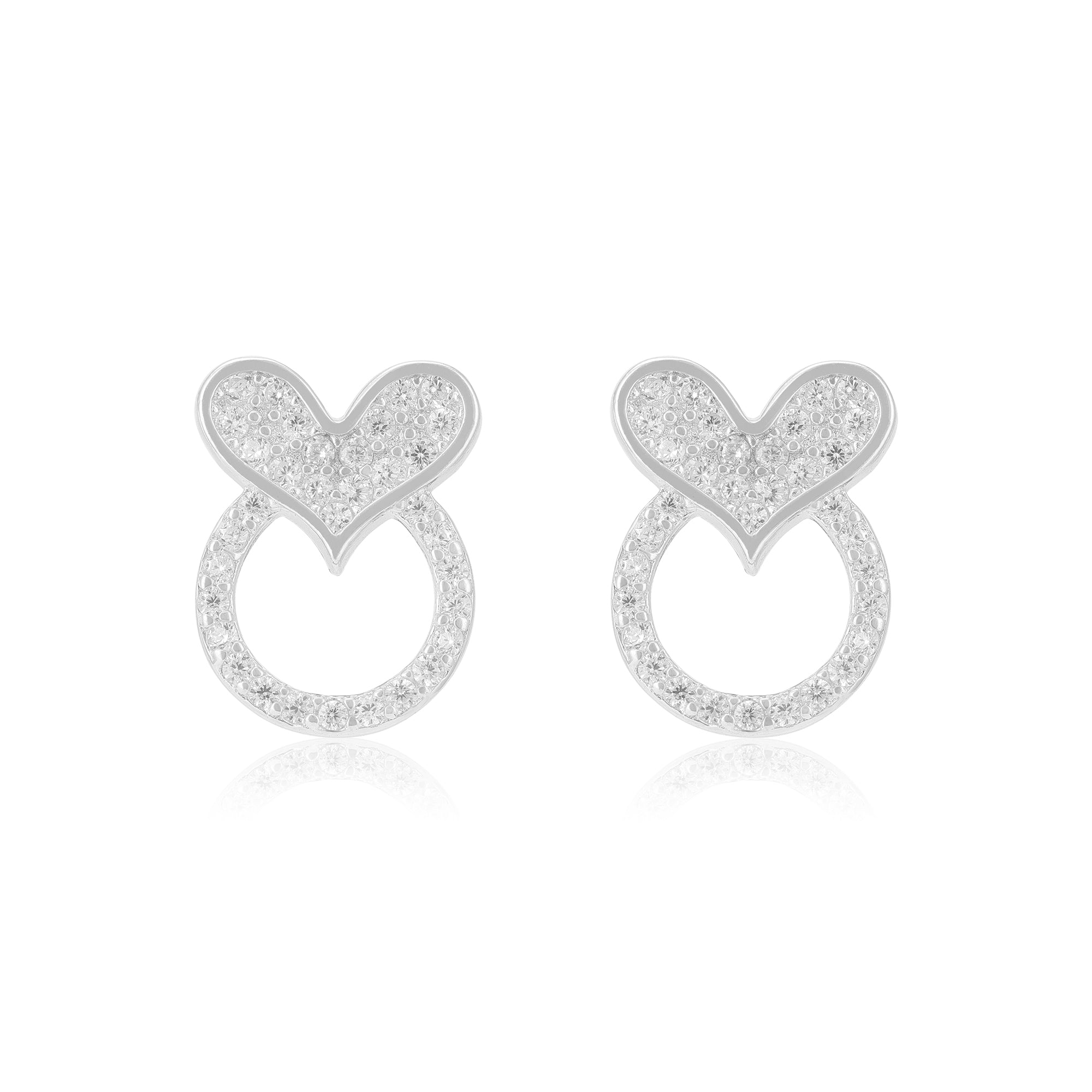 925 Sterling Silver Circle Heart Fusion Earrings For Women
