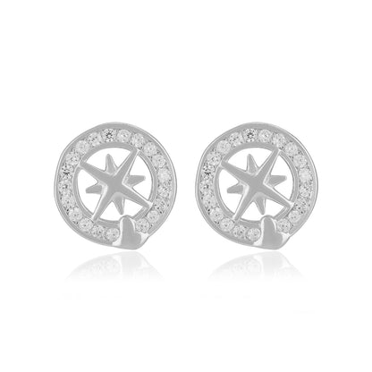 925 Sterling Silver Compass Center Earrings For Women
