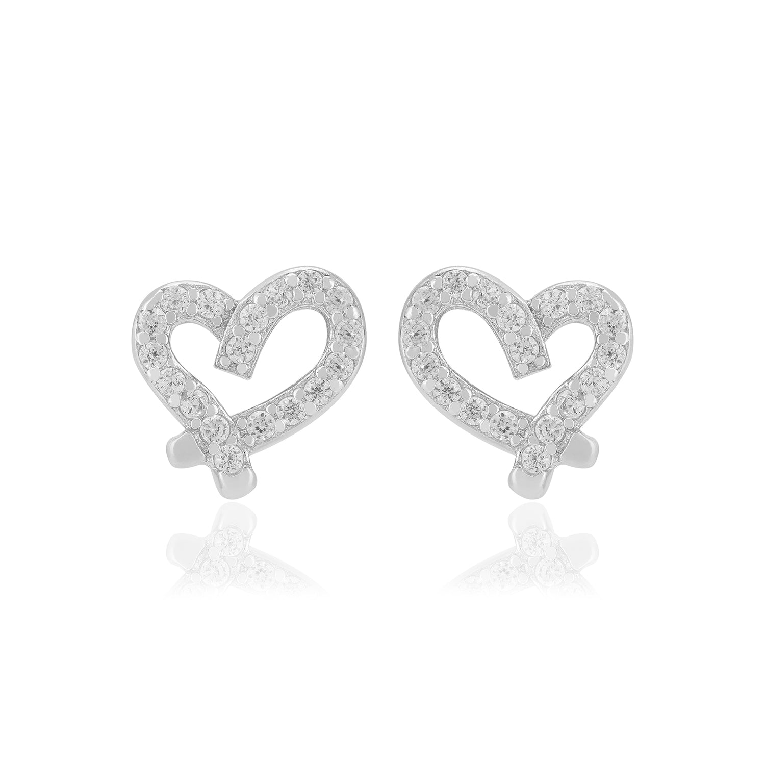 925 Sterling Silver Crystal Heart Earrings For Women