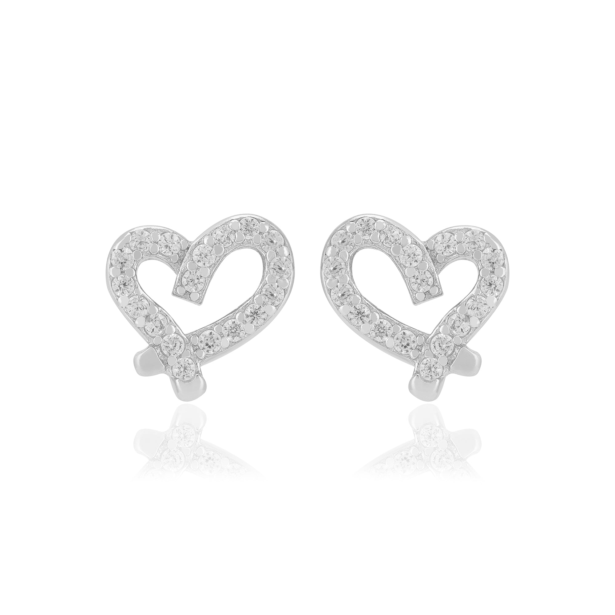 925 Sterling Silver Crystal Heart Earrings For Women