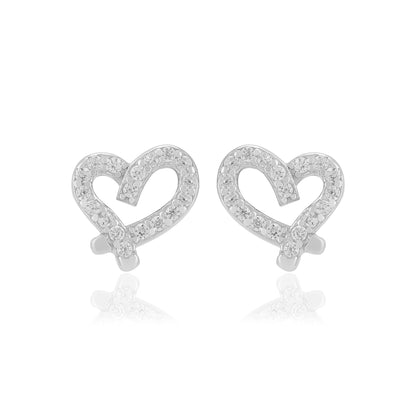 925 Sterling Silver Crystal Heart Earrings For Women