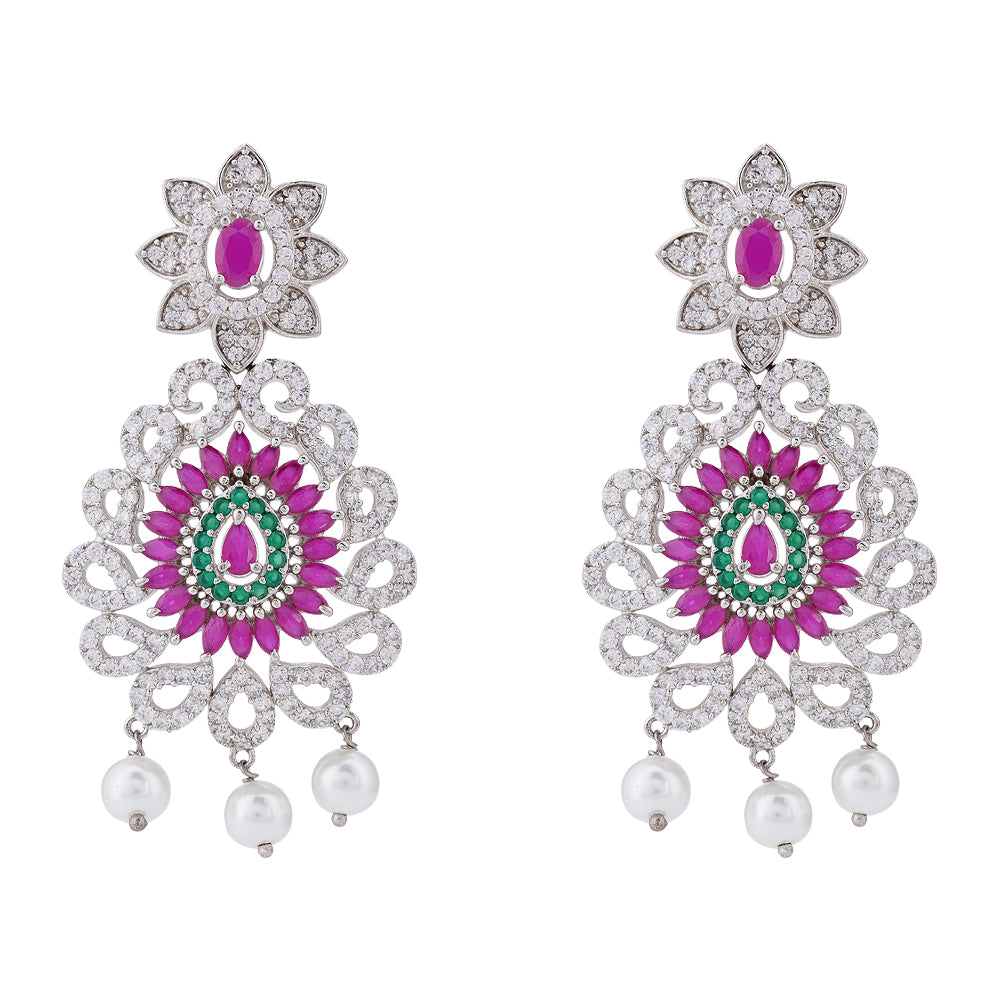 925 Sterling Silver Rhodium Dazzling Earring