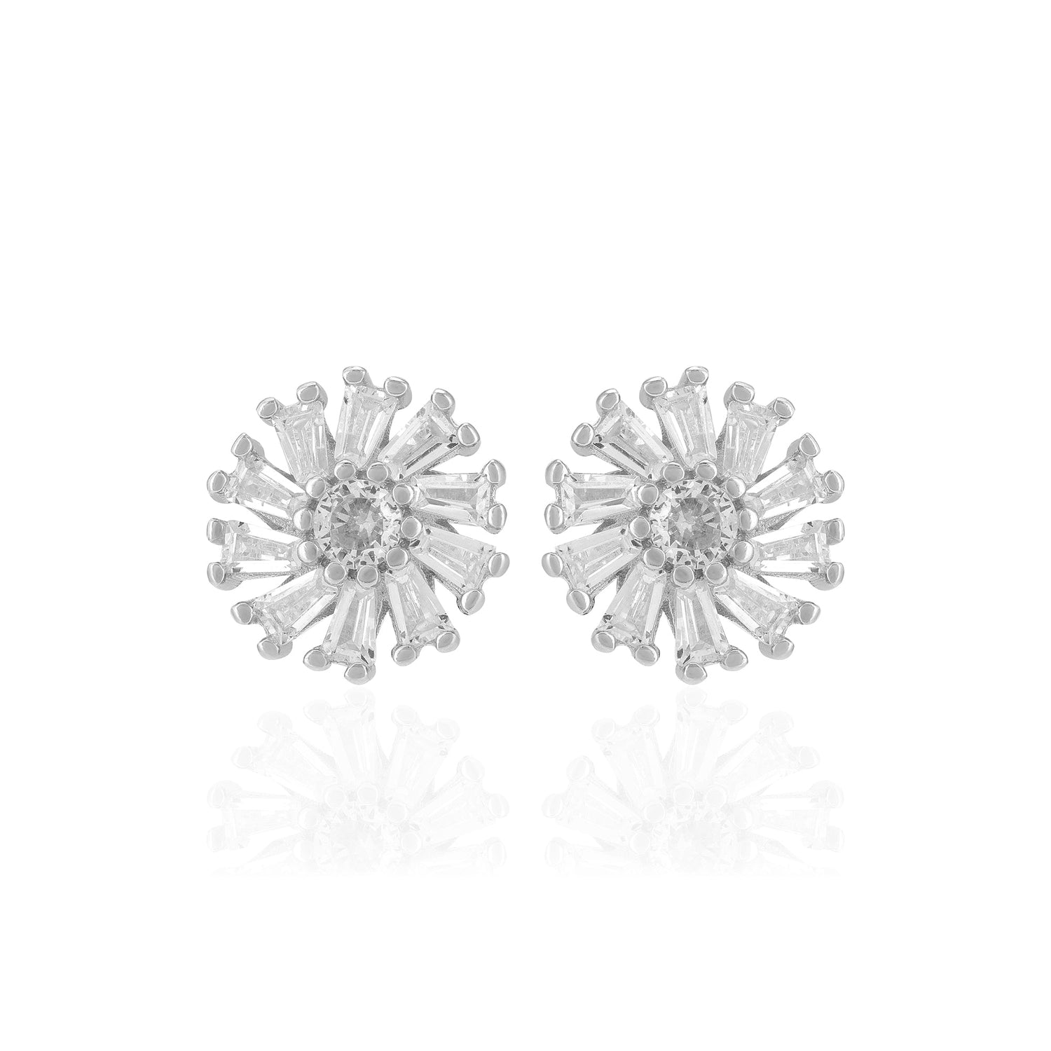 925 Sterling Silver Emerald White Flower Pattern Earrings For Women