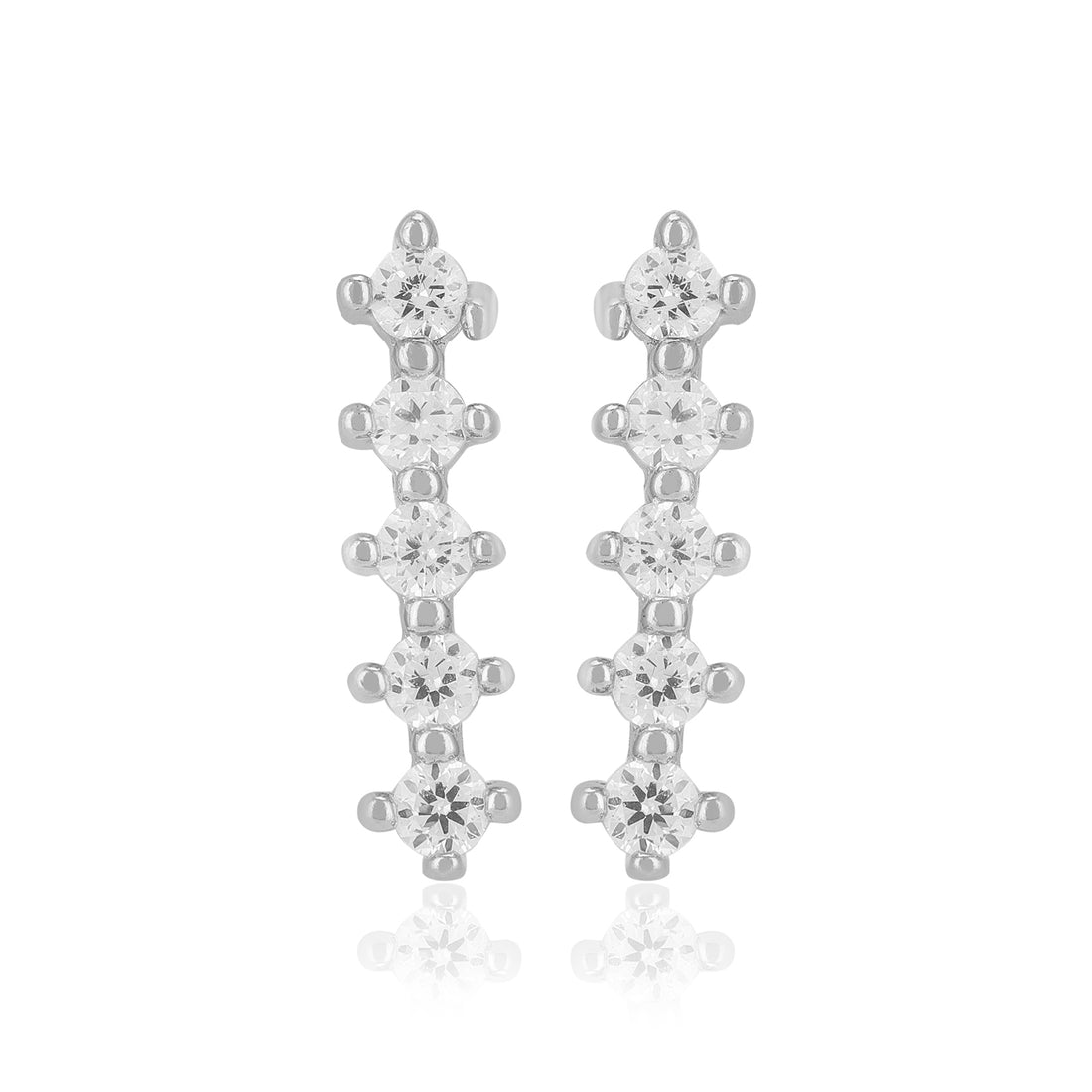925 Sterling Silver Five Stone Drop Earrings For Women