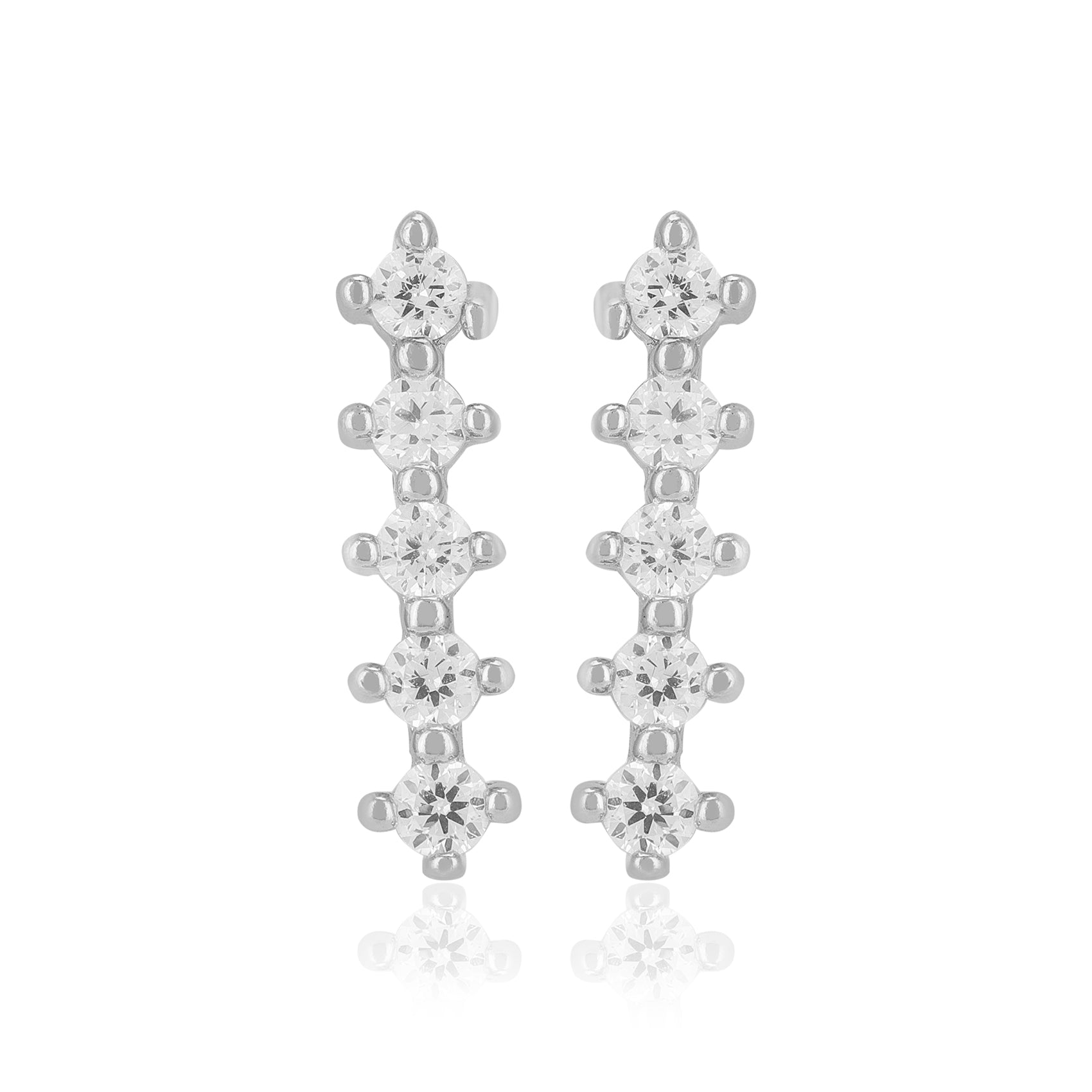 925 Sterling Silver Five Stone Drop Earrings For Women