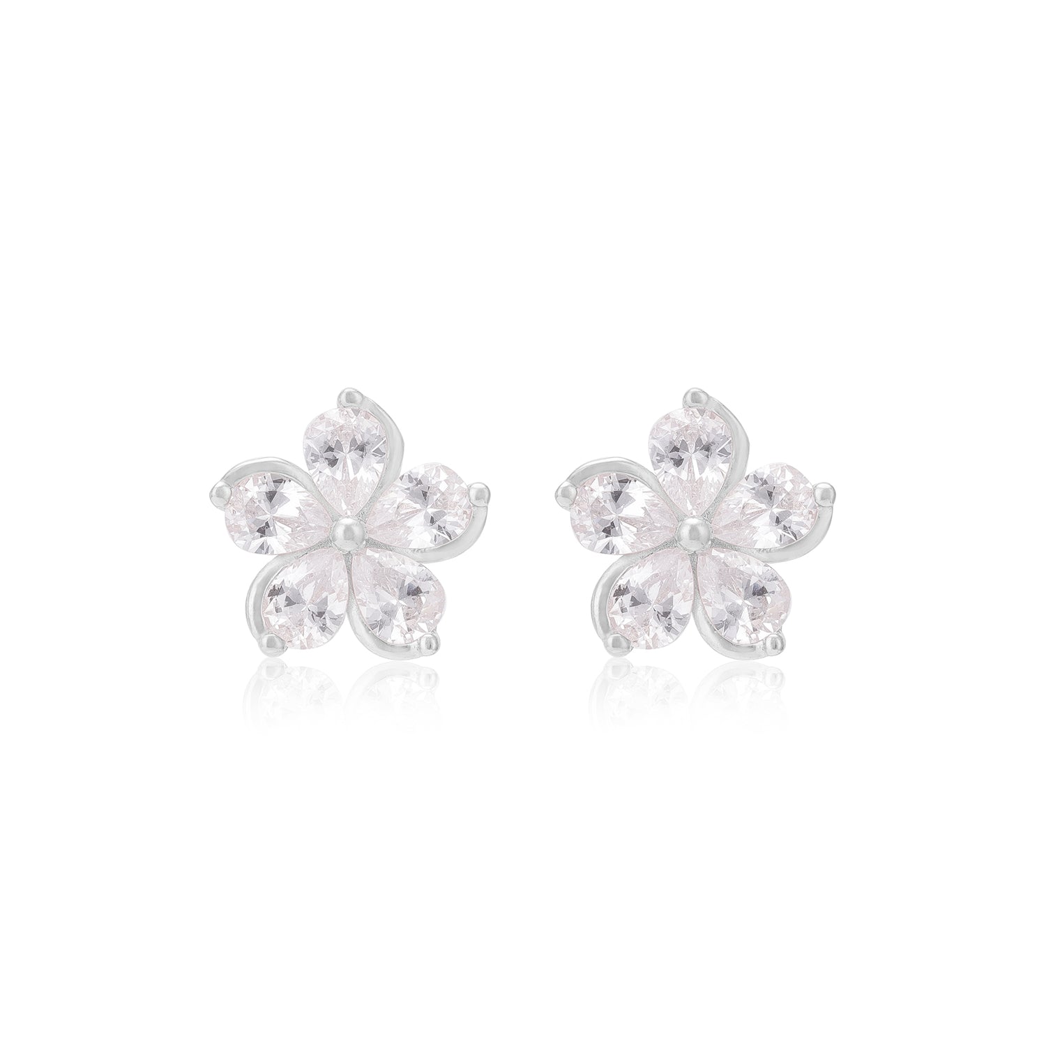 925 Sterling Silver Flower Pattern Earrings For Women