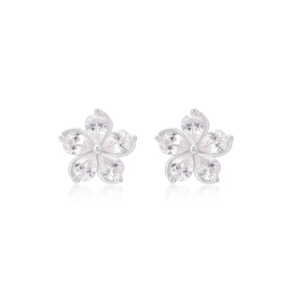 925 Sterling Silver Flower Pattern Earrings For Women
