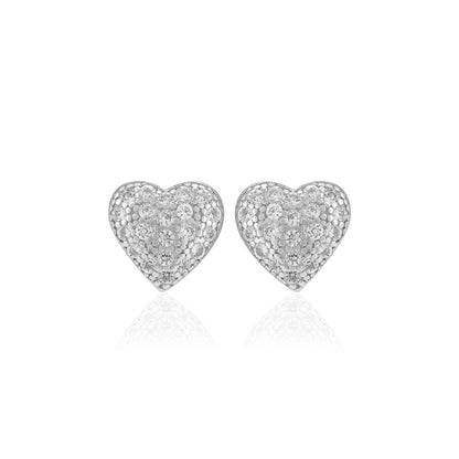 925  Sterling Silver Glittering Heart Earrings For Women