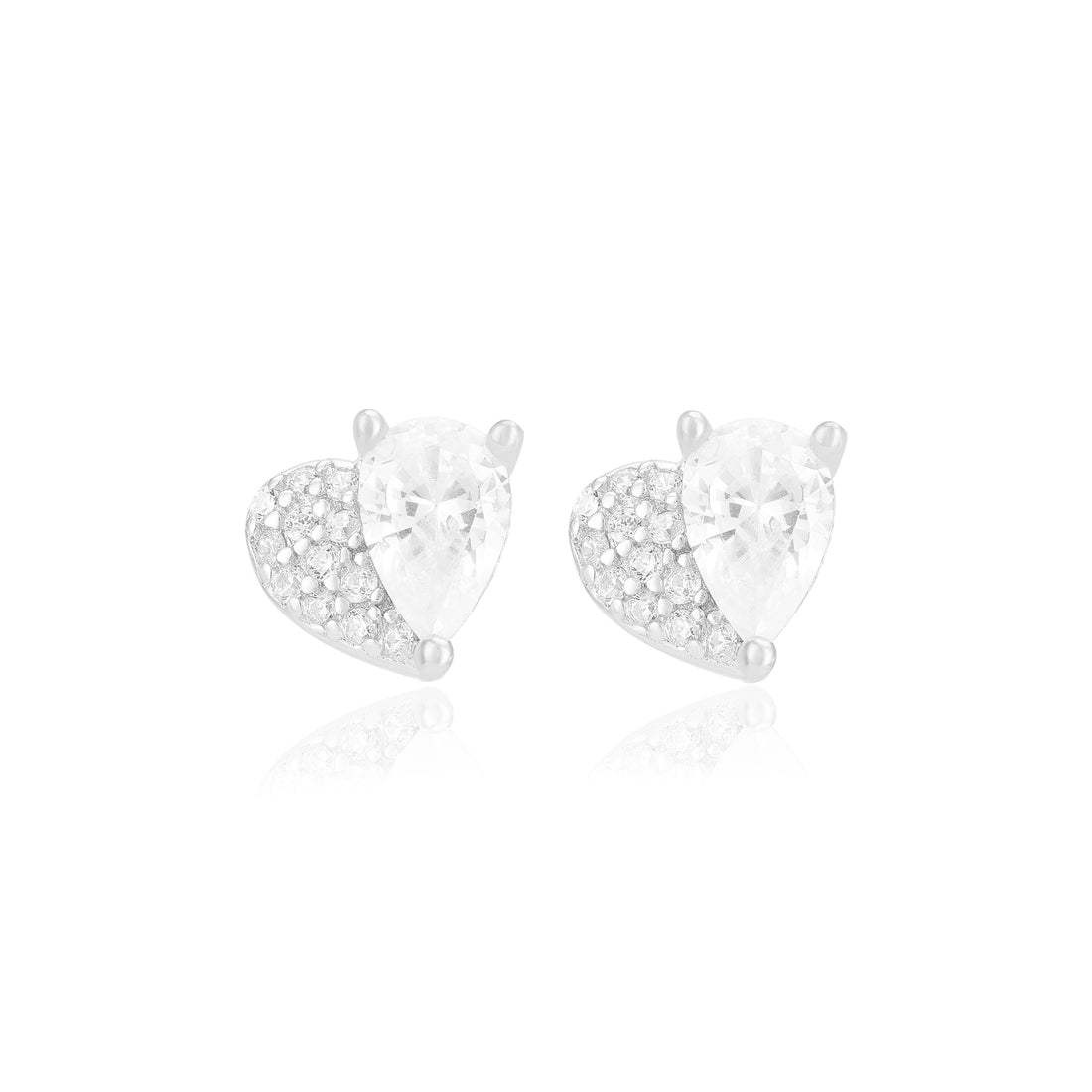 925 Sterling Silver Heart Shaped Dual Type Stoned Earrings For Women