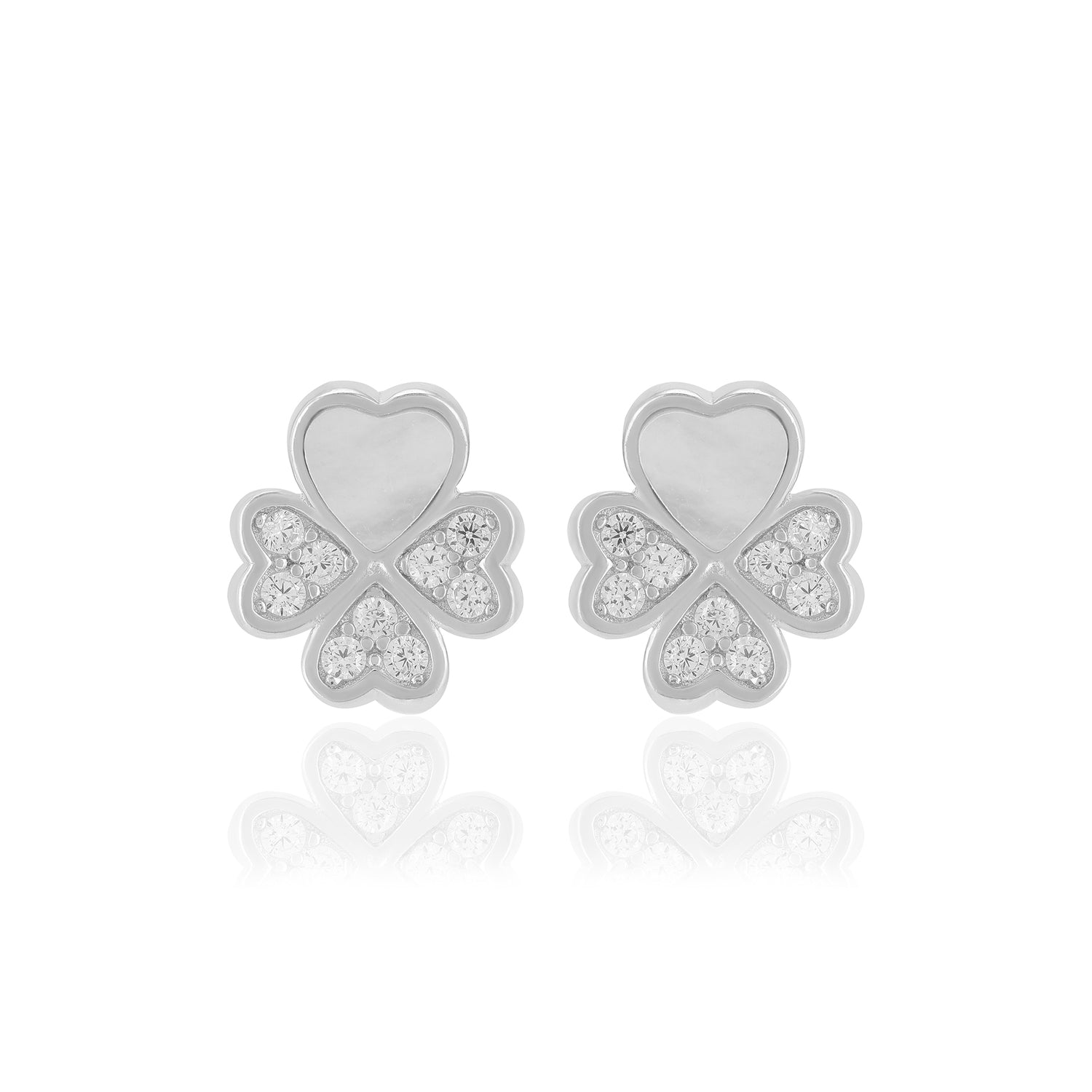 925 Sterling Silver Heart Shaped Petals Earrings For Women