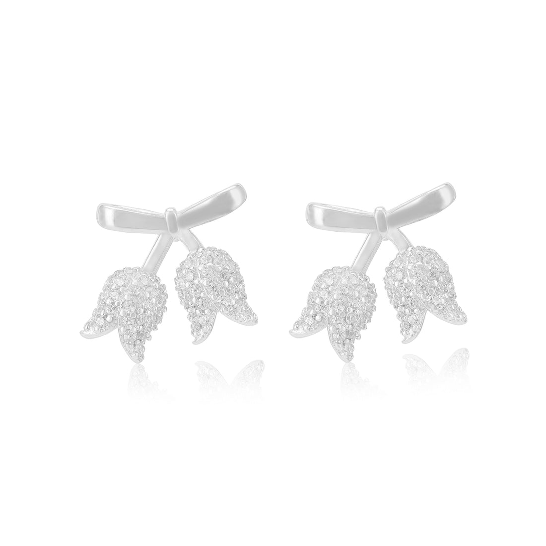 925 Sterling Silver Knotted Tulip Flower Earrings For Women