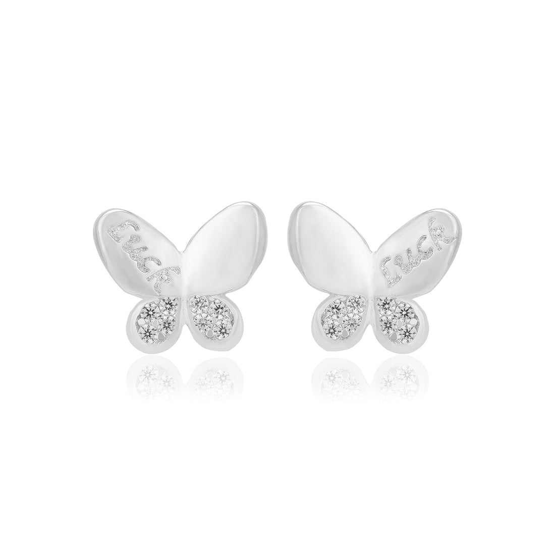 925 Sterling Silver Lucky Printed Butterfly Earrings For Women