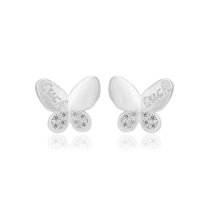 925 Sterling Silver Lucky Printed Butterfly Earrings For Women