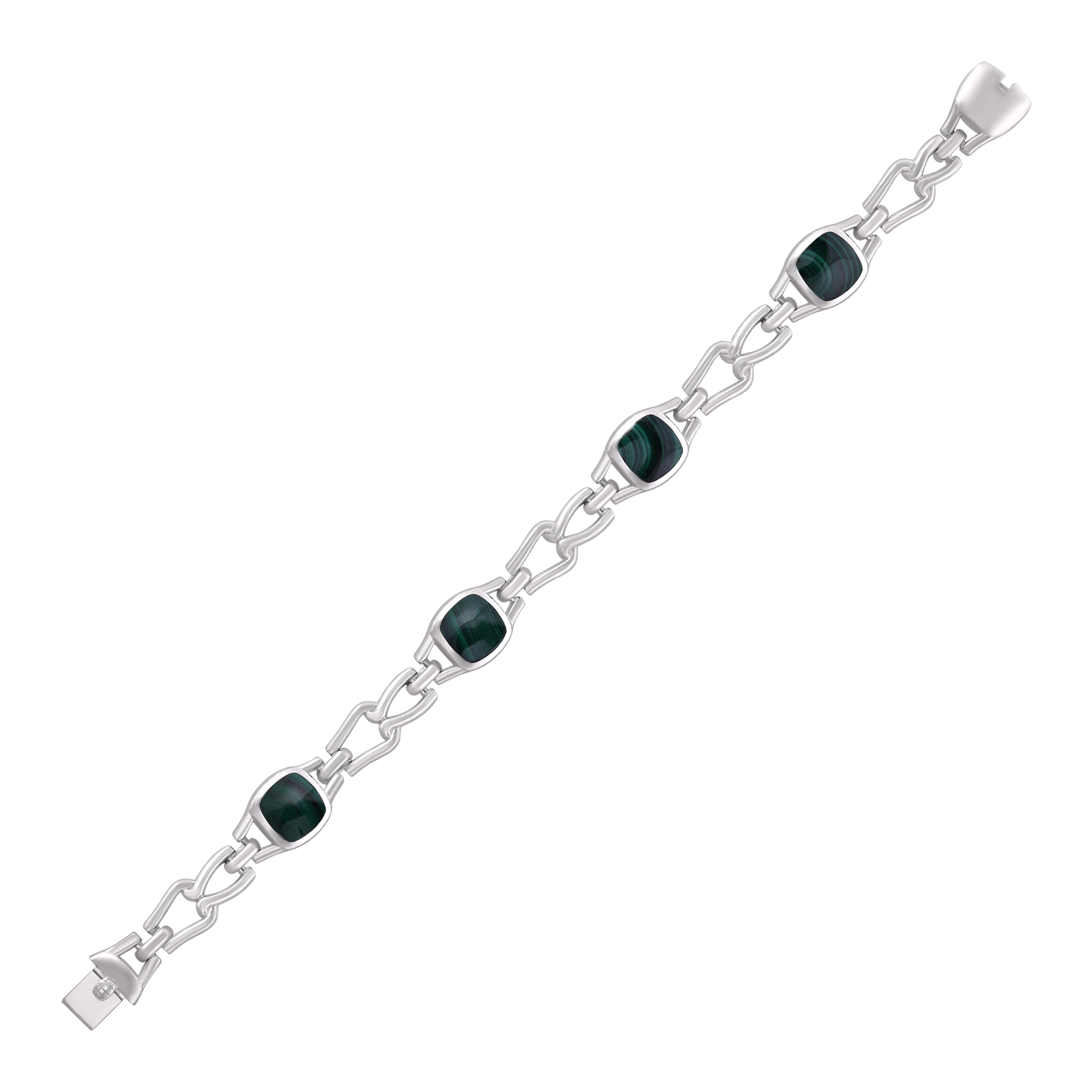 925 Sterling Silver Rhodium Magic Malachite Bracelet