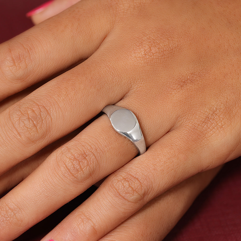925 Sterling Silver Rhodium Oblong Plain Silver Ring