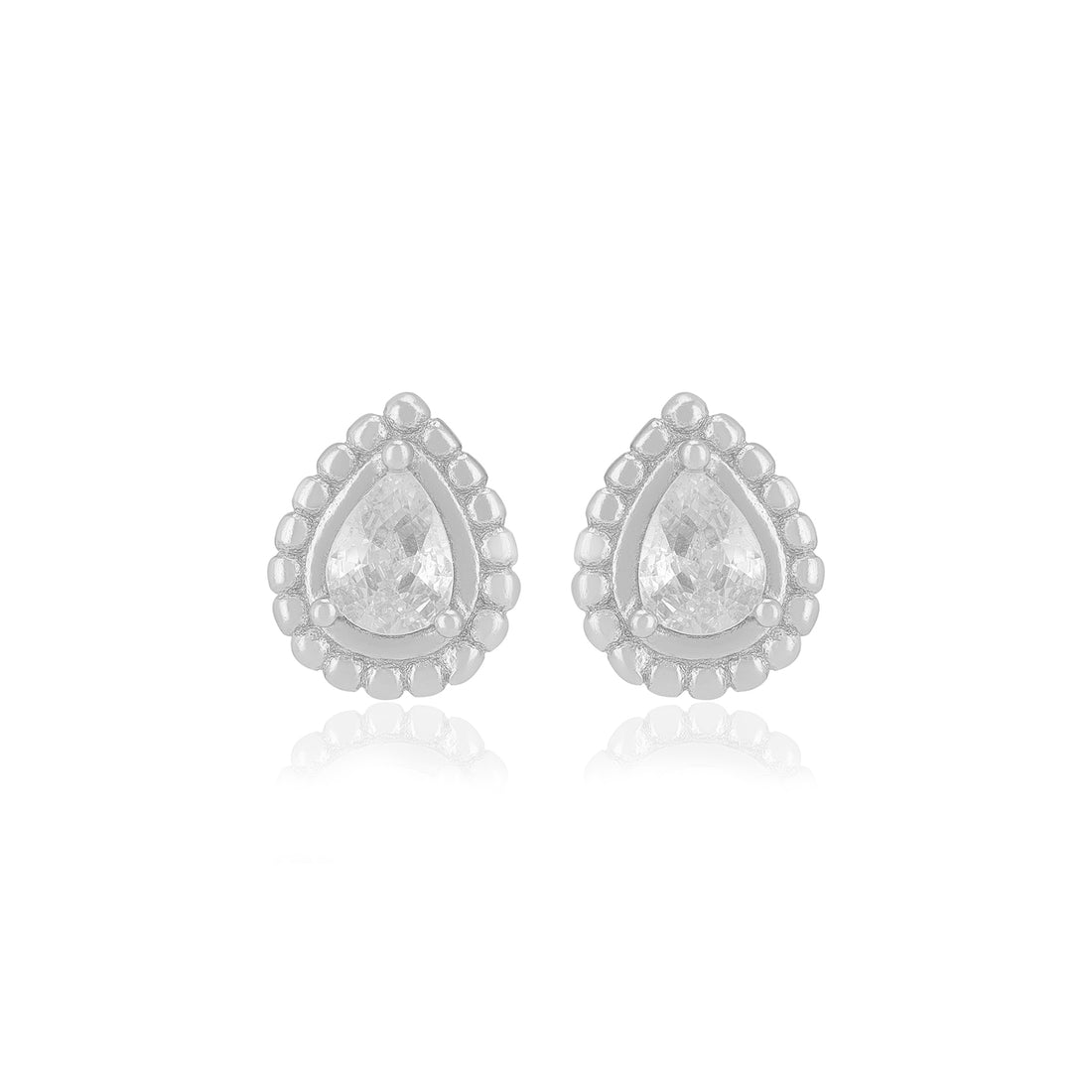 925 Sterling Silver Pear Shaped Centered White Stone Earrings For Women