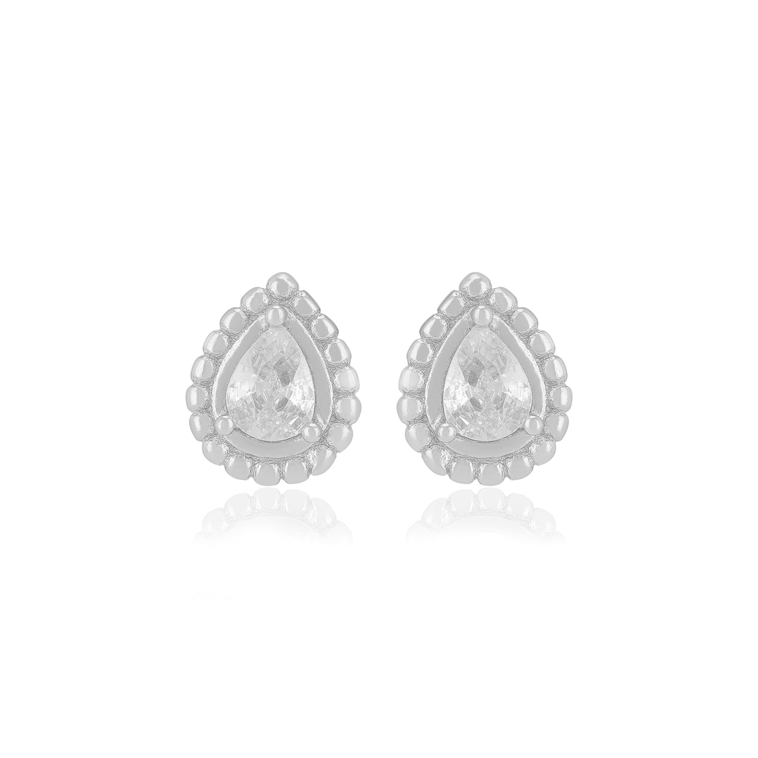 925 Sterling Silver Pear Shaped Centered White Stone Earrings For Women