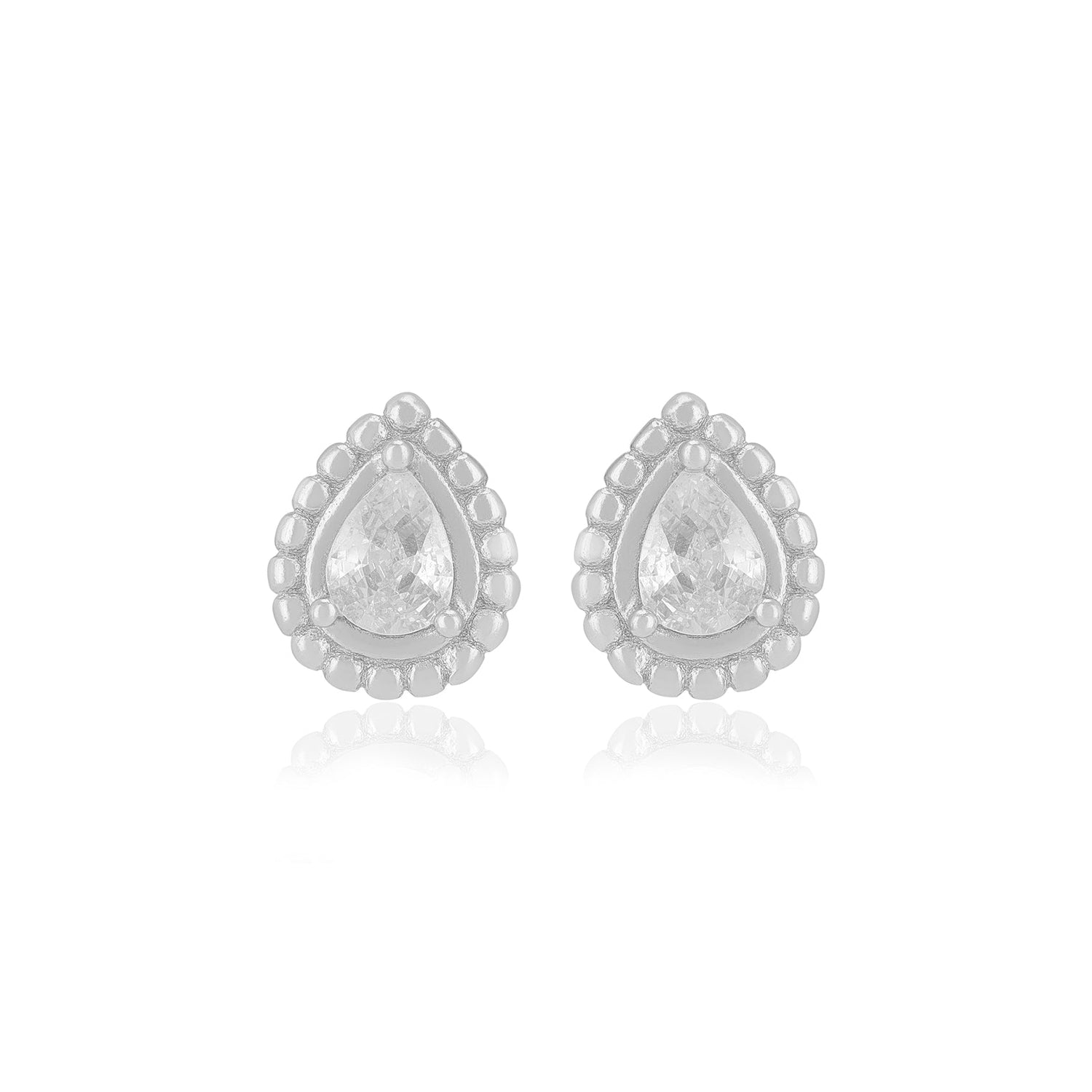 925 Sterling Silver Pear Shaped Centered White Stone Earrings For Women