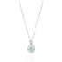 925 Sterling Silver Rhodium Plated Aqua Sparkle Triple Halo Circle Chain Pendant for Women
