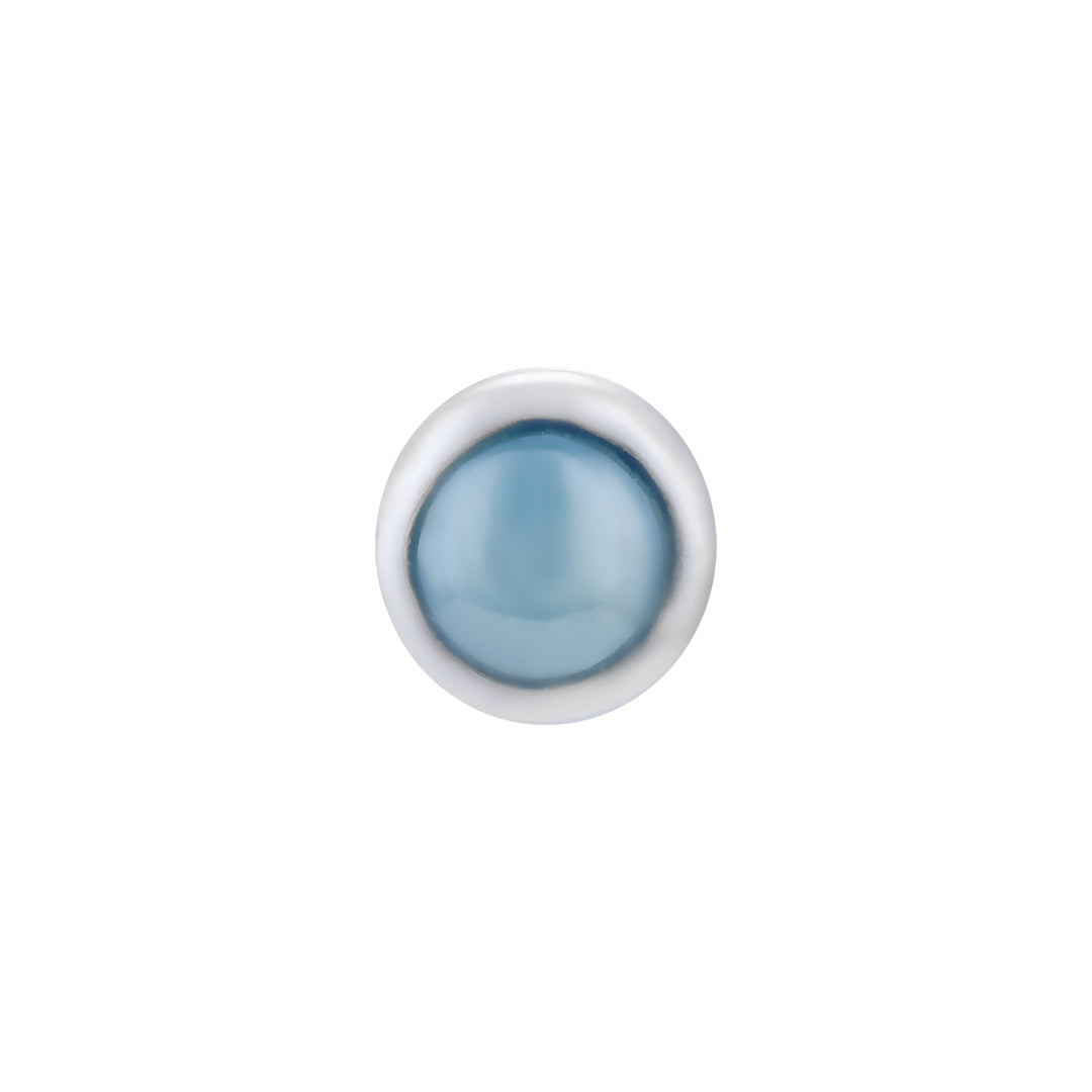 925 Sterling Silver Rhodium Plated Blue Mist Dome Charm Nosepin for Women