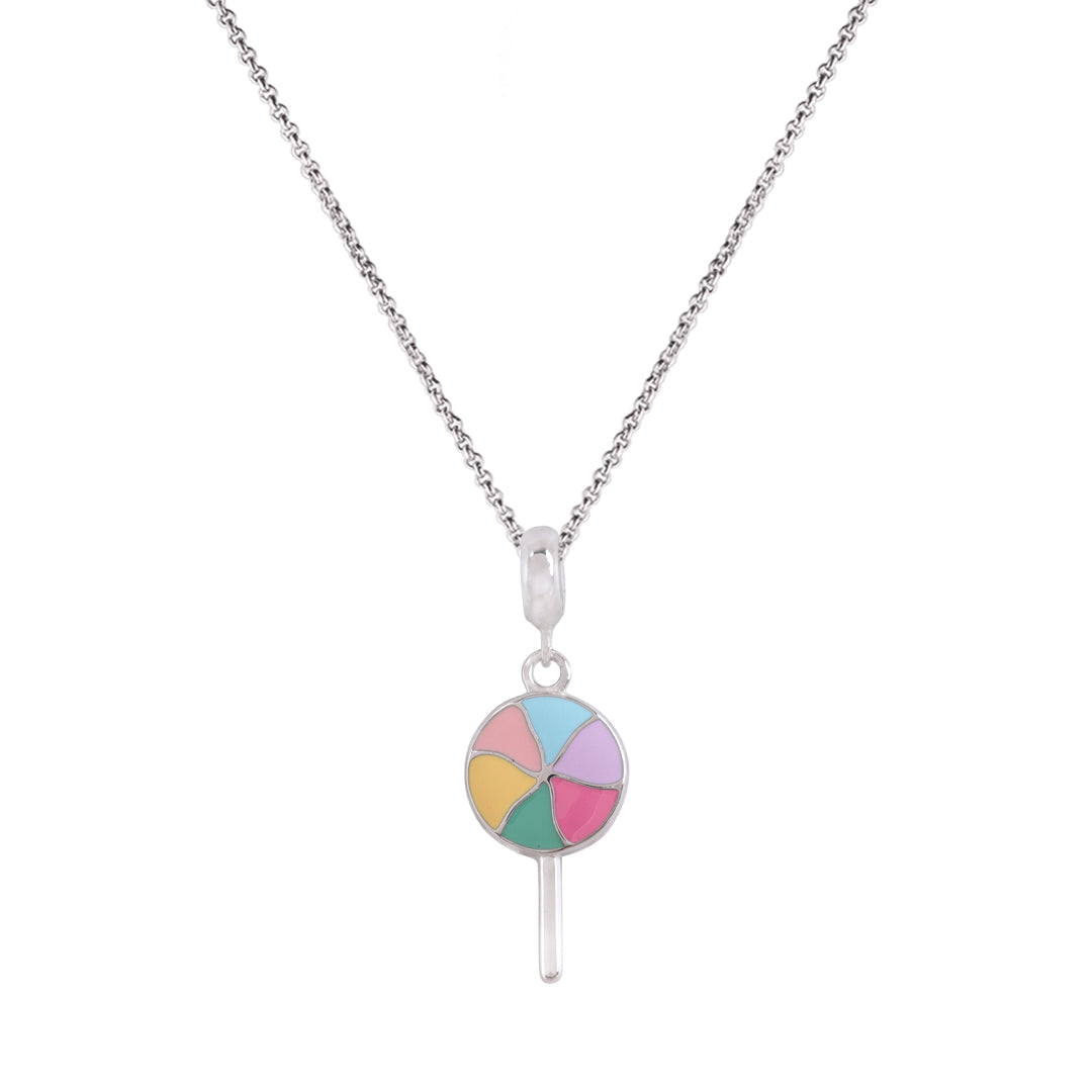 925 Sterling Silver Rhodium Plated Colorspin Candy Pendant For Kids