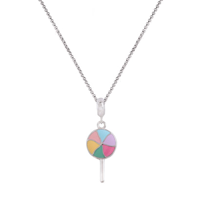 925 Sterling Silver Rhodium Plated Colorspin Candy Pendant For Kids