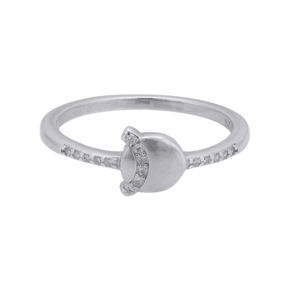 925 Sterling Silver Rhodium Plated Crescent Half Moon Rings For Women