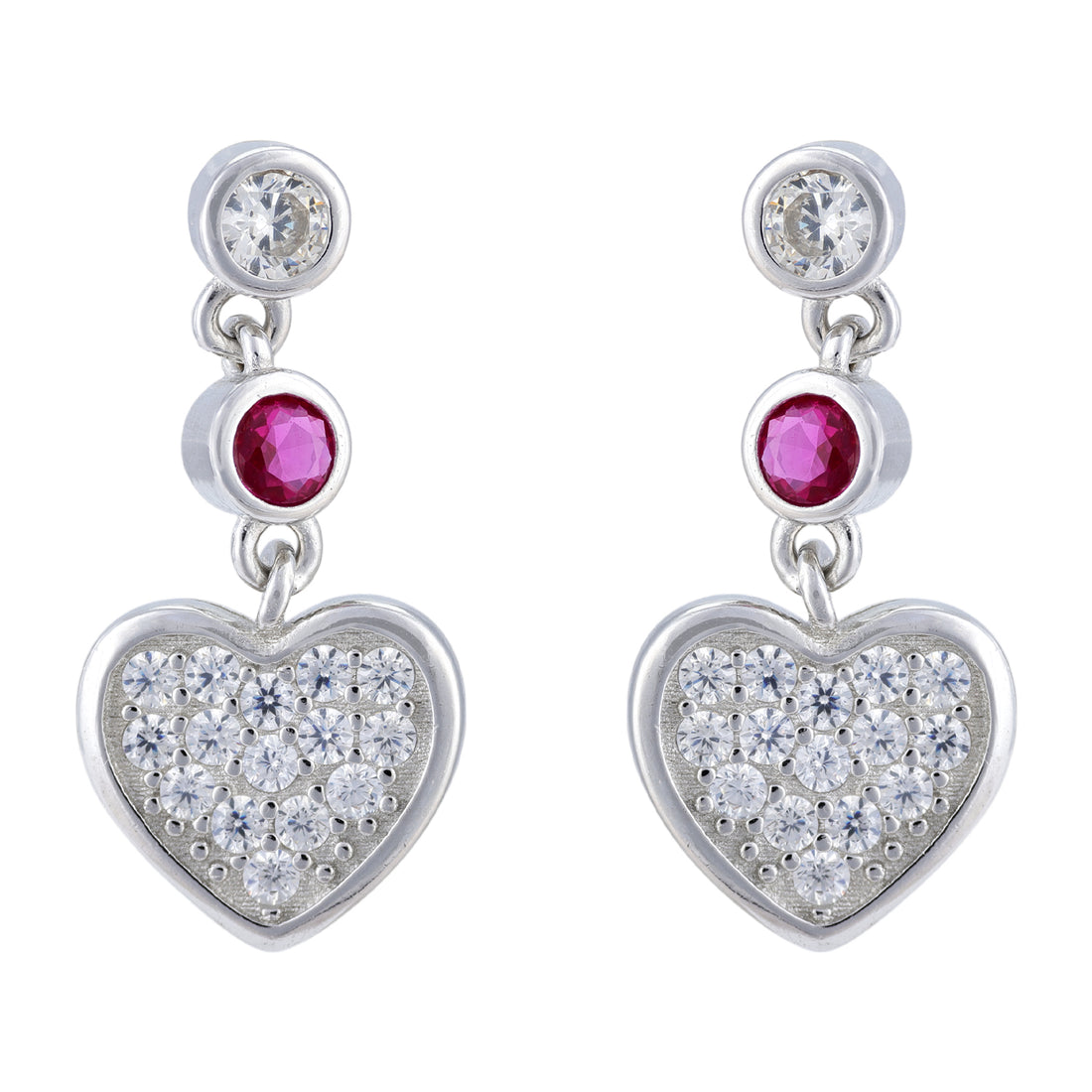 925 Sterling Silver Rhodium Plated Crystal Love Cascade Earrings For Women