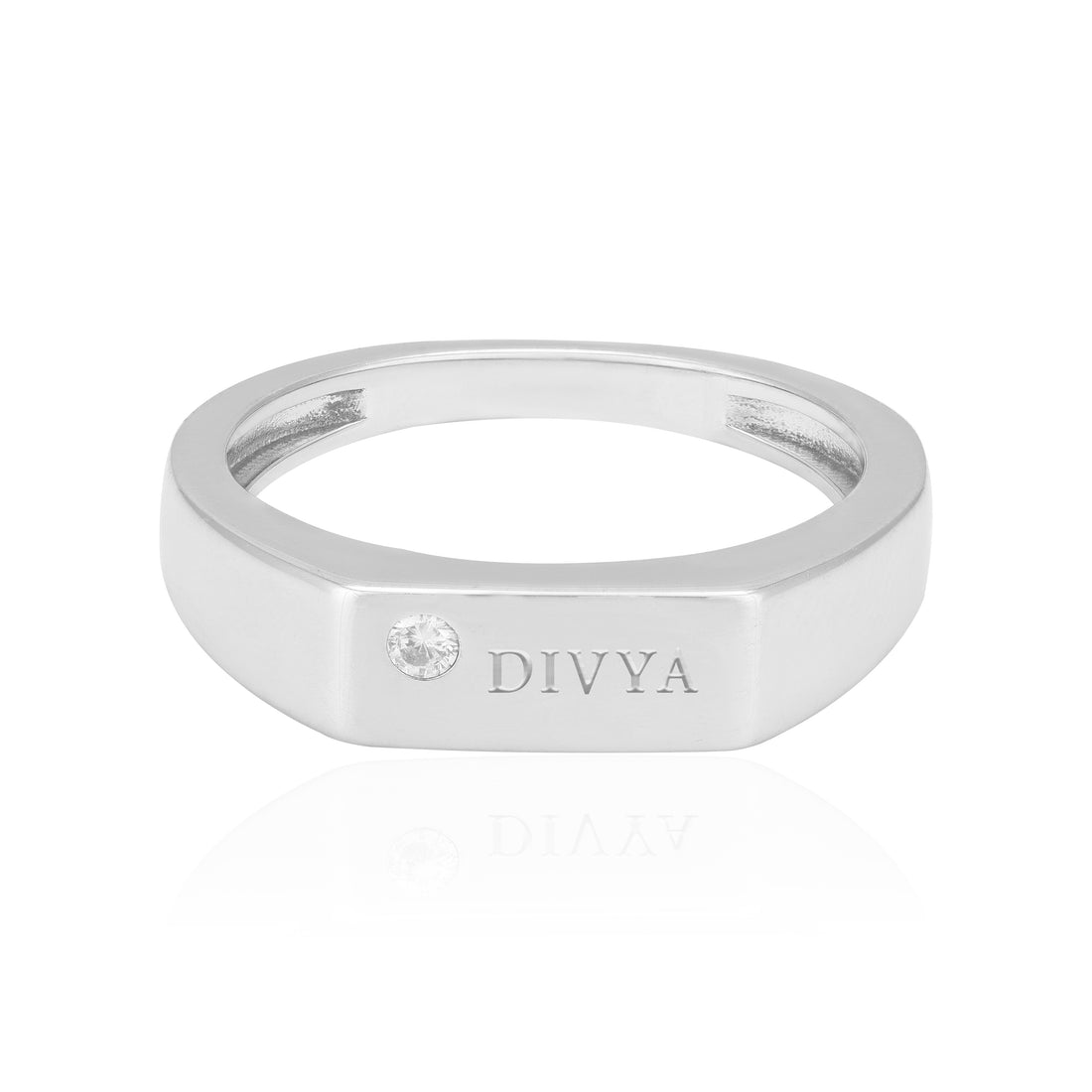 925 Sterling Silver Rhodium Plated Elite Rectangle Plain Ring