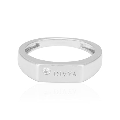 925 Sterling Silver Rhodium Plated Elite Rectangle Plain Ring