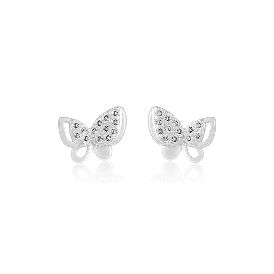 925 Sterling Silver Rhodium Plated Fairy Butterfly Stud For Kids