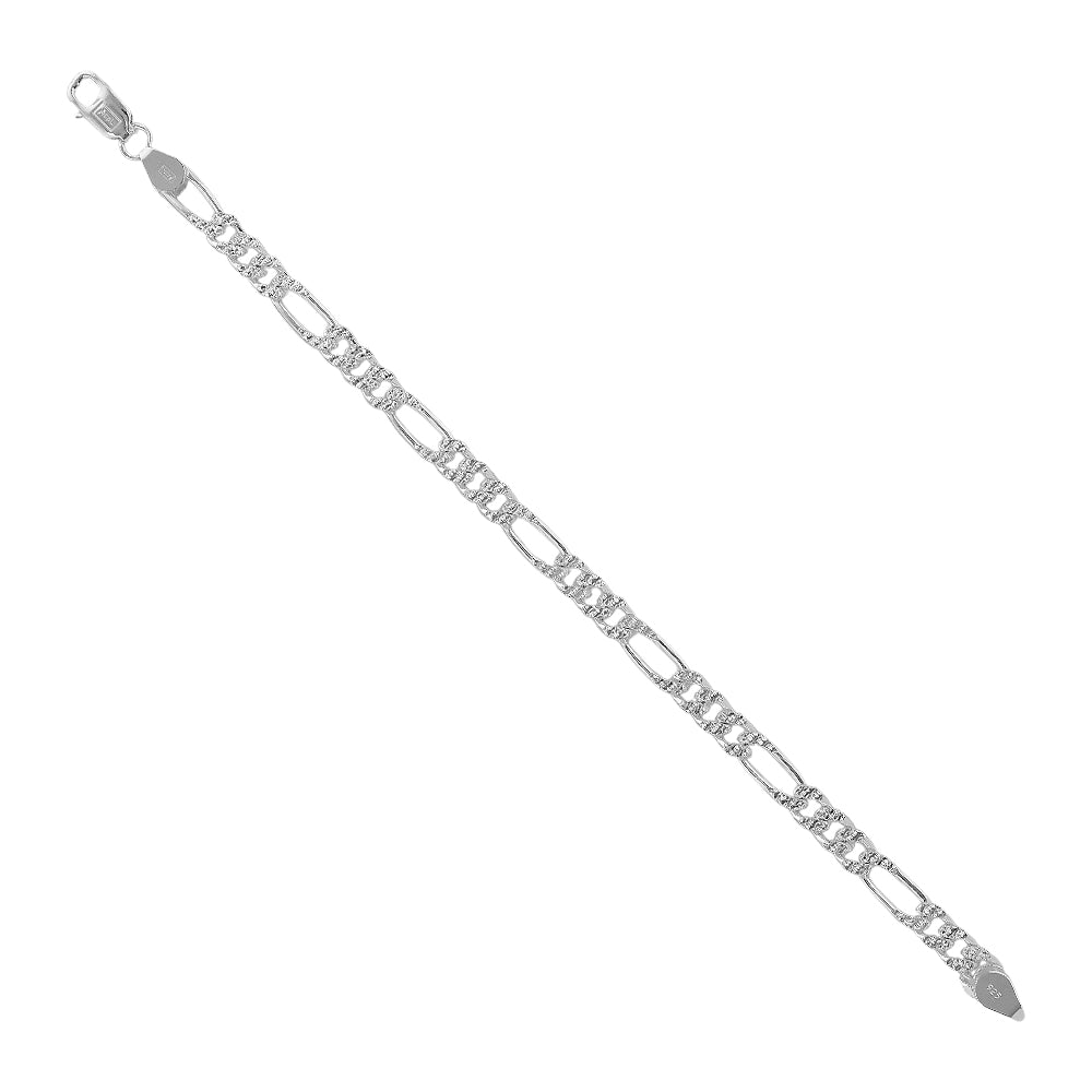925 Sterling Silver Rhodium Plated Figaro Bracelets For Men