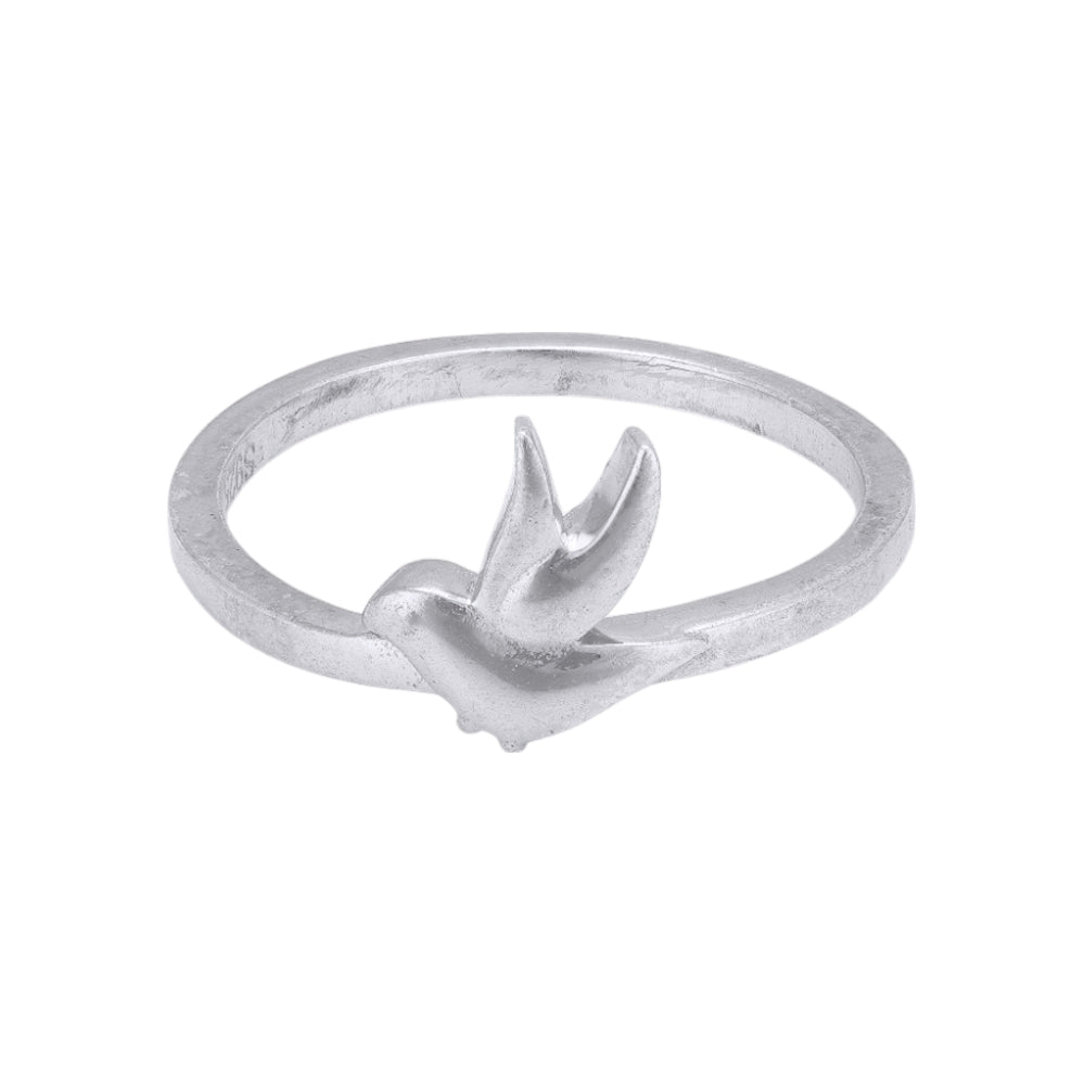 925 Sterling Silver Rhodium Plated Flying Bird Rings for Women