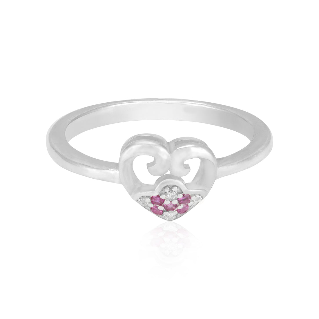 925 Sterling Silver Rhodium Plated Forever Love Double Heart Ring