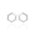 925 Sterling Silver Rhodium Plated Geometric Hexagon Earrings For Women