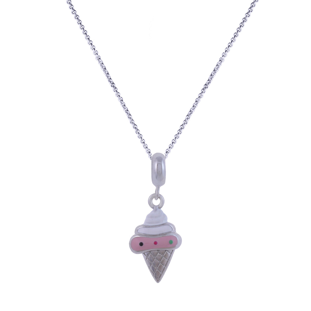 925 Sterling Silver Rhodium Plated Melty Gelato Pendant For Kids