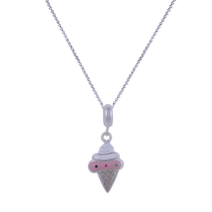 925 Sterling Silver Rhodium Plated Melty Gelato Pendant For Kids